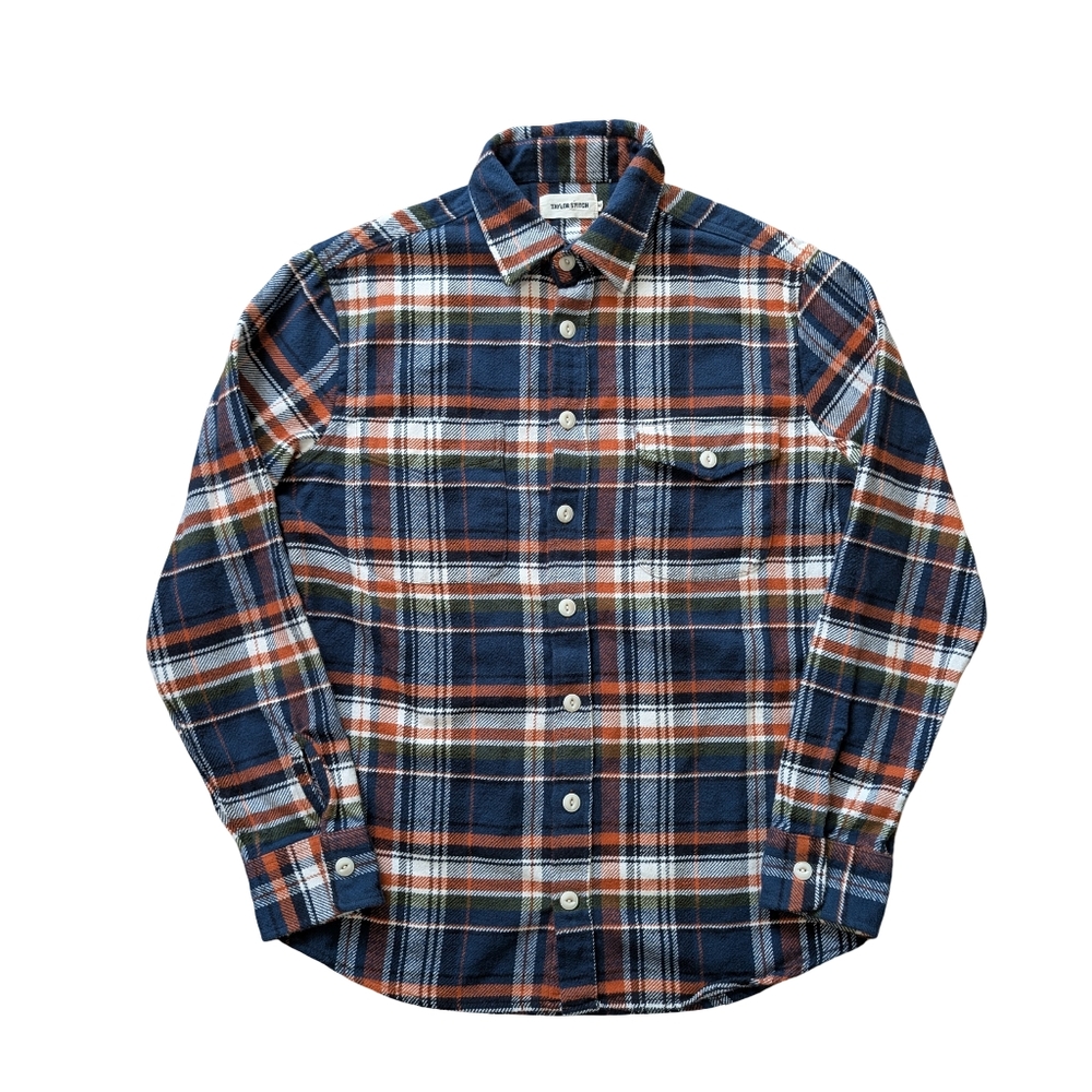 Taylor Stitch Blue and Orange Plaid Casual Button Down Shirt